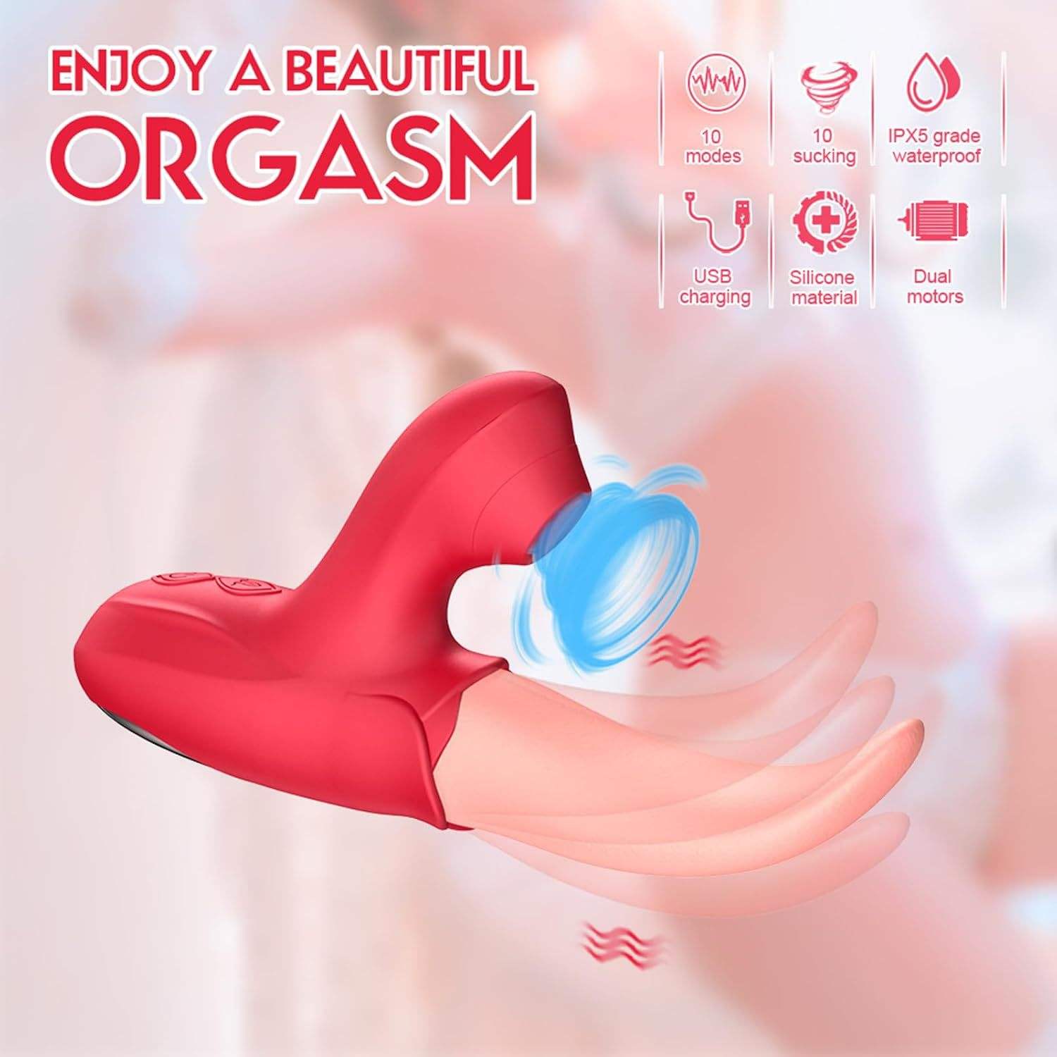 Sucking Tongue Licking G Spot Vibrator Dual Function Clitoral Stimulator Silicone USB Rechargeable Waterproof Sex Toys for Women