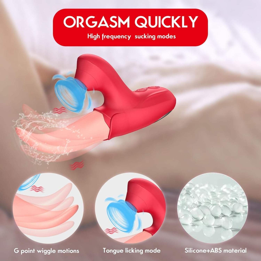 Sucking Tongue Licking G Spot Vibrator Dual Function Clitoral Stimulator Silicone USB Rechargeable Waterproof Sex Toys for Women