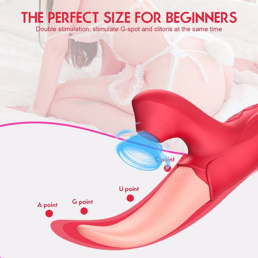 Sucking Tongue Licking G Spot Vibrator Dual Function Clitoral Stimulator Silicone USB Rechargeable Waterproof Sex Toys for Women