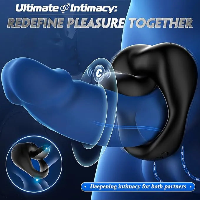 LETEN LipLock Ring — 2-in-1 Vibrating Cock Ring with 10-Mode Stimulation