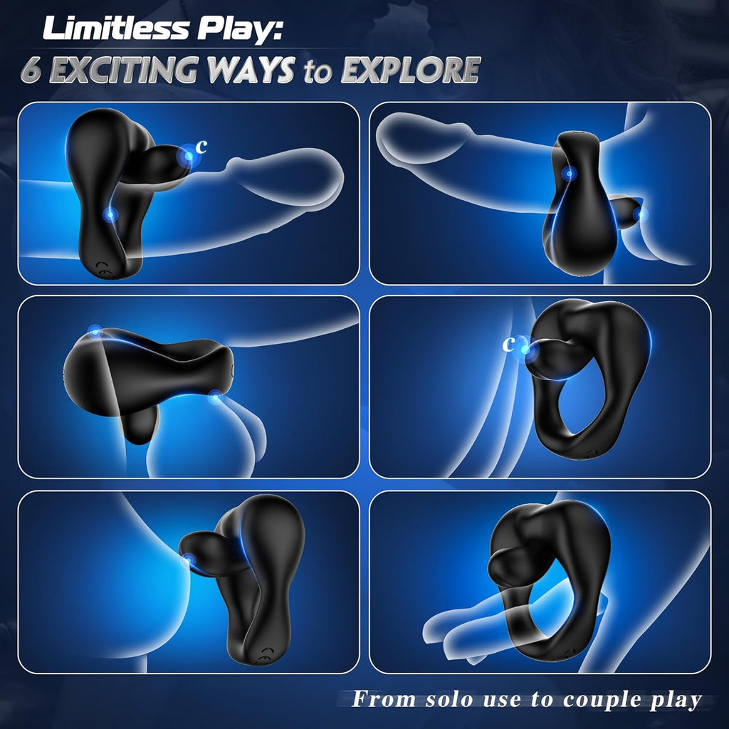 LETEN LipLock Ring — 2-in-1 Vibrating Cock Ring with 10-Mode Stimulation