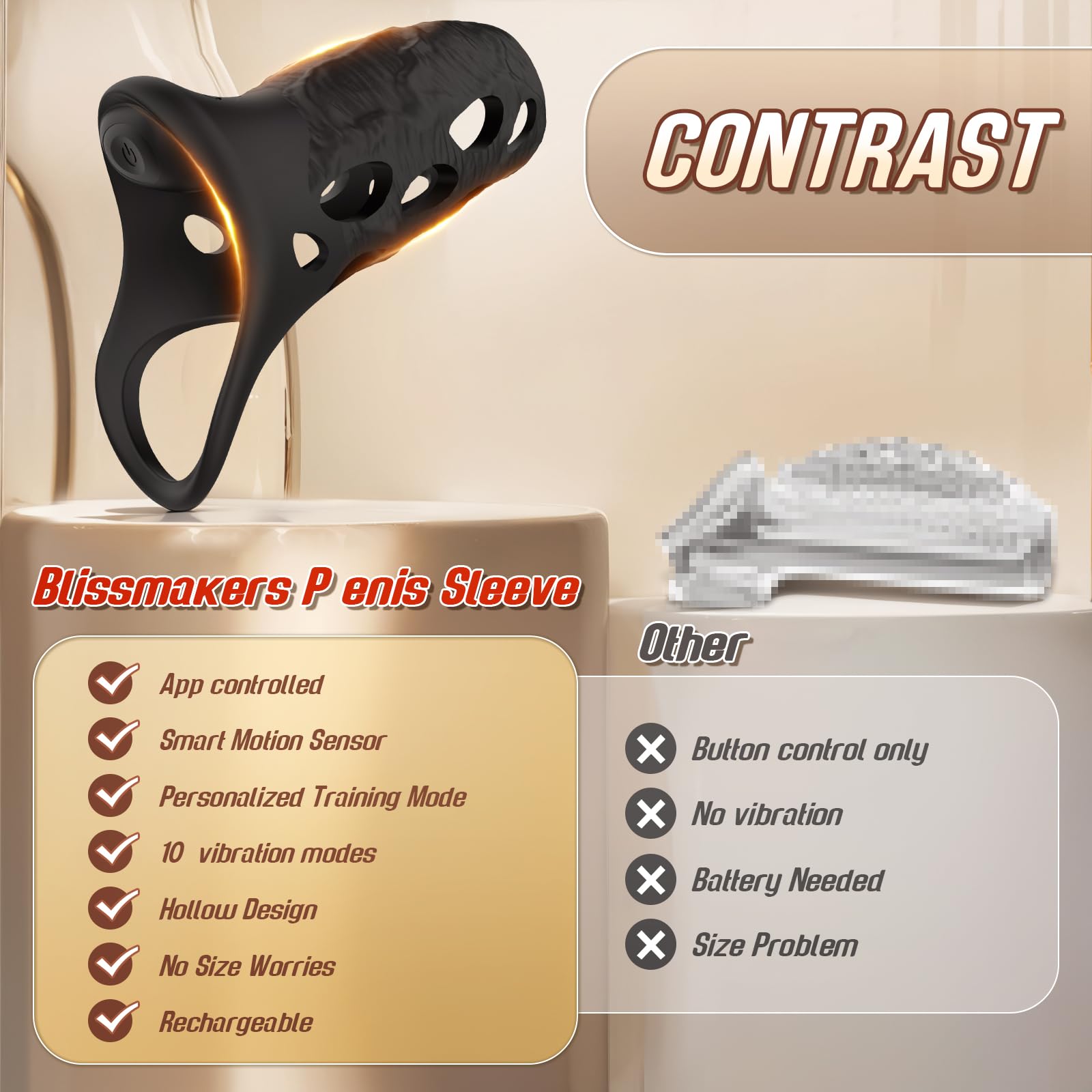 LETEN Black Dragon — App-Controlled Penis Sleeve with 10-Mode Deep Vibration