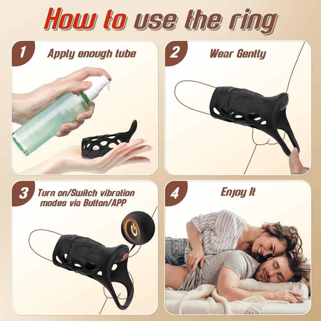 LETEN Black Dragon — App-Controlled Penis Sleeve with 10-Mode Deep Vibration