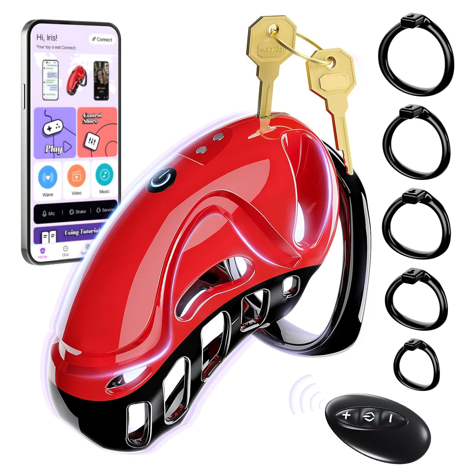 LETEN Ferrari Lock — App-Controlled Vibrating Chastity Cage with 10 Modes