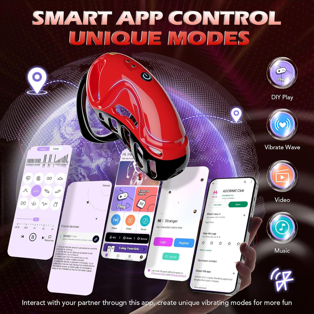 LETEN Ferrari Lock — App-Controlled Vibrating Chastity Cage with 10 Modes
