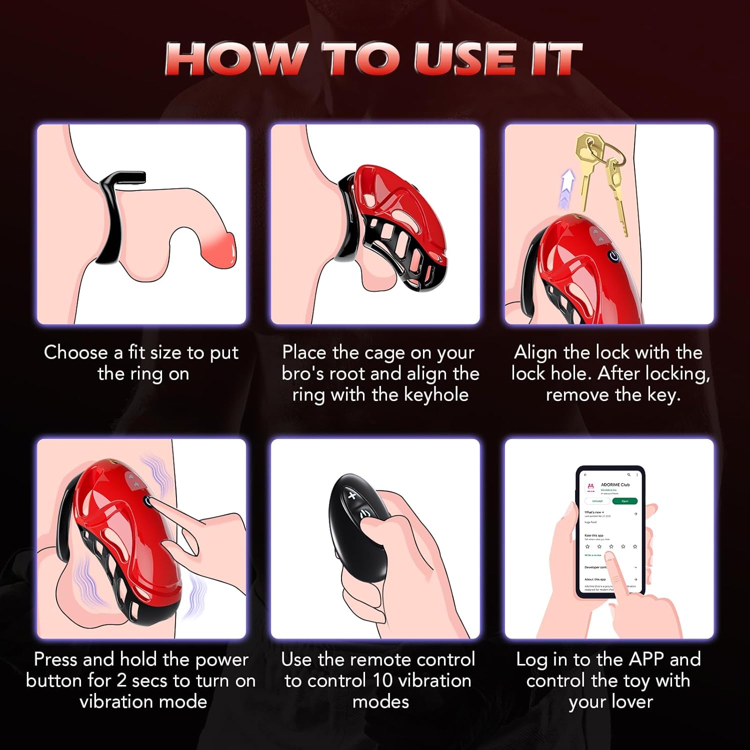 LETEN Ferrari Lock — App-Controlled Vibrating Chastity Cage with 10 Modes