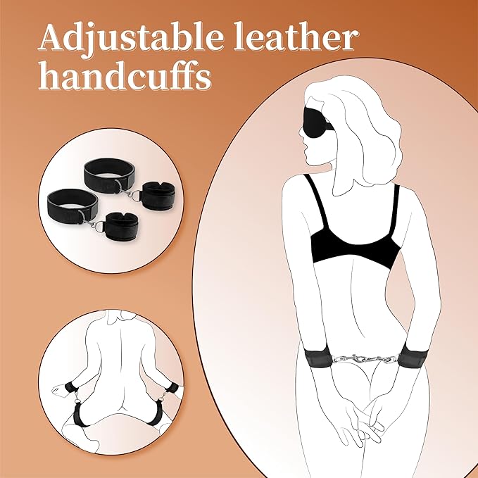 LETEN Bound and Begging — BDSM Collar and Wrist Restraint Set with Leash