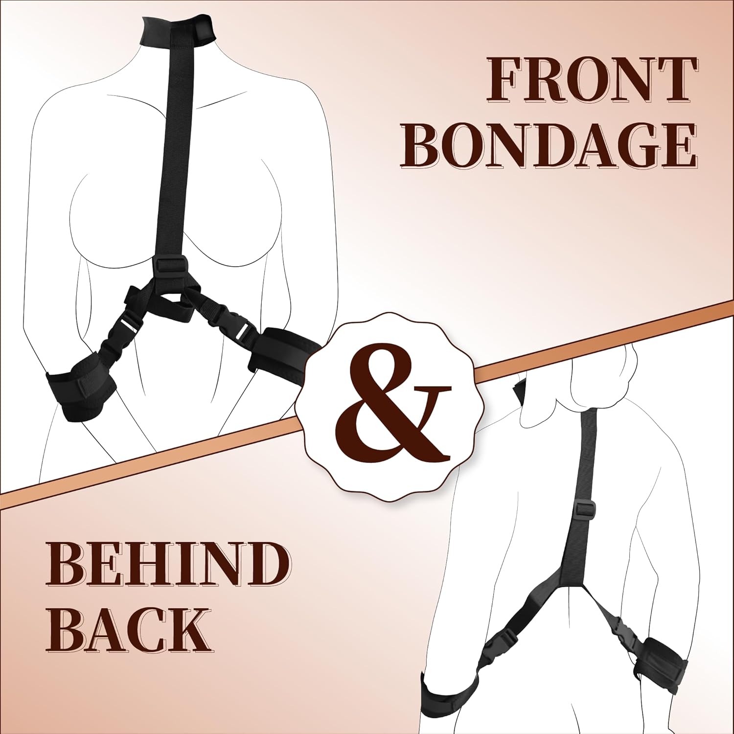 LETEN Bound and Begging — BDSM Collar and Wrist Restraint Set with Leash