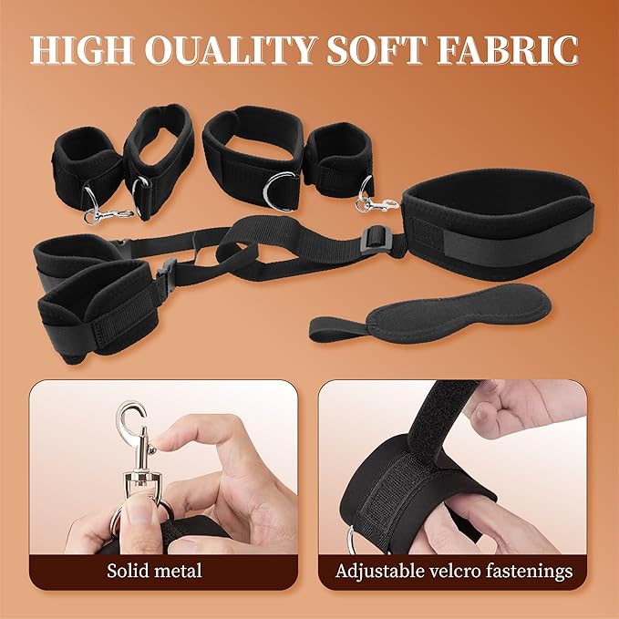 LETEN Bound and Begging — BDSM Collar and Wrist Restraint Set with Leash