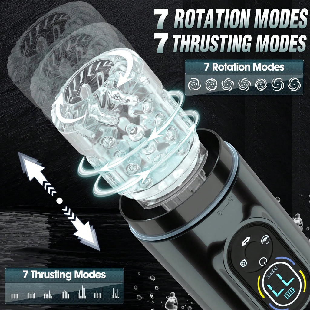 LETEN Black Mamba 7-in-1 — Male Hydro Pump Masturbator with Suction, Vibration, and Heating