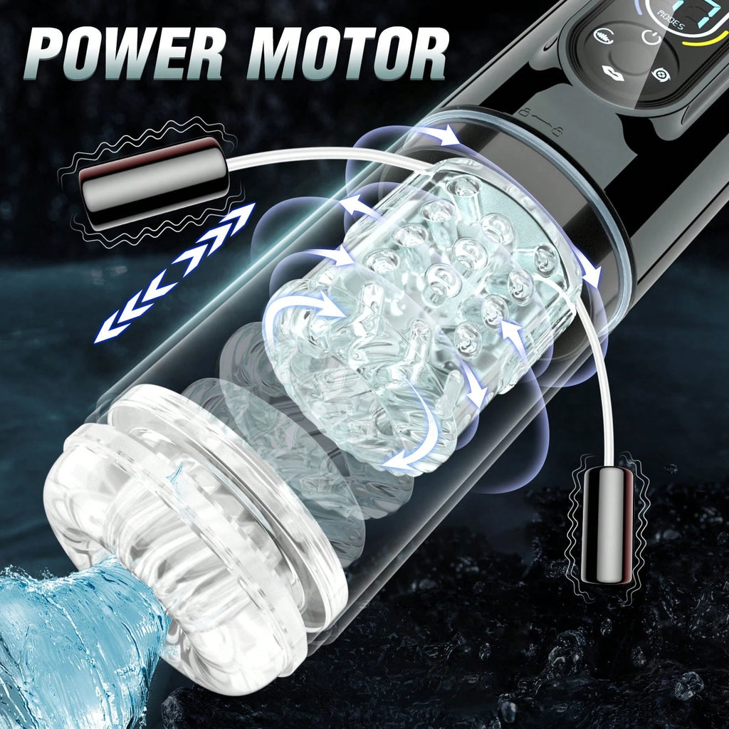 LETEN Black Mamba 7-in-1 — Male Hydro Pump Masturbator with Suction, Vibration, and Heating