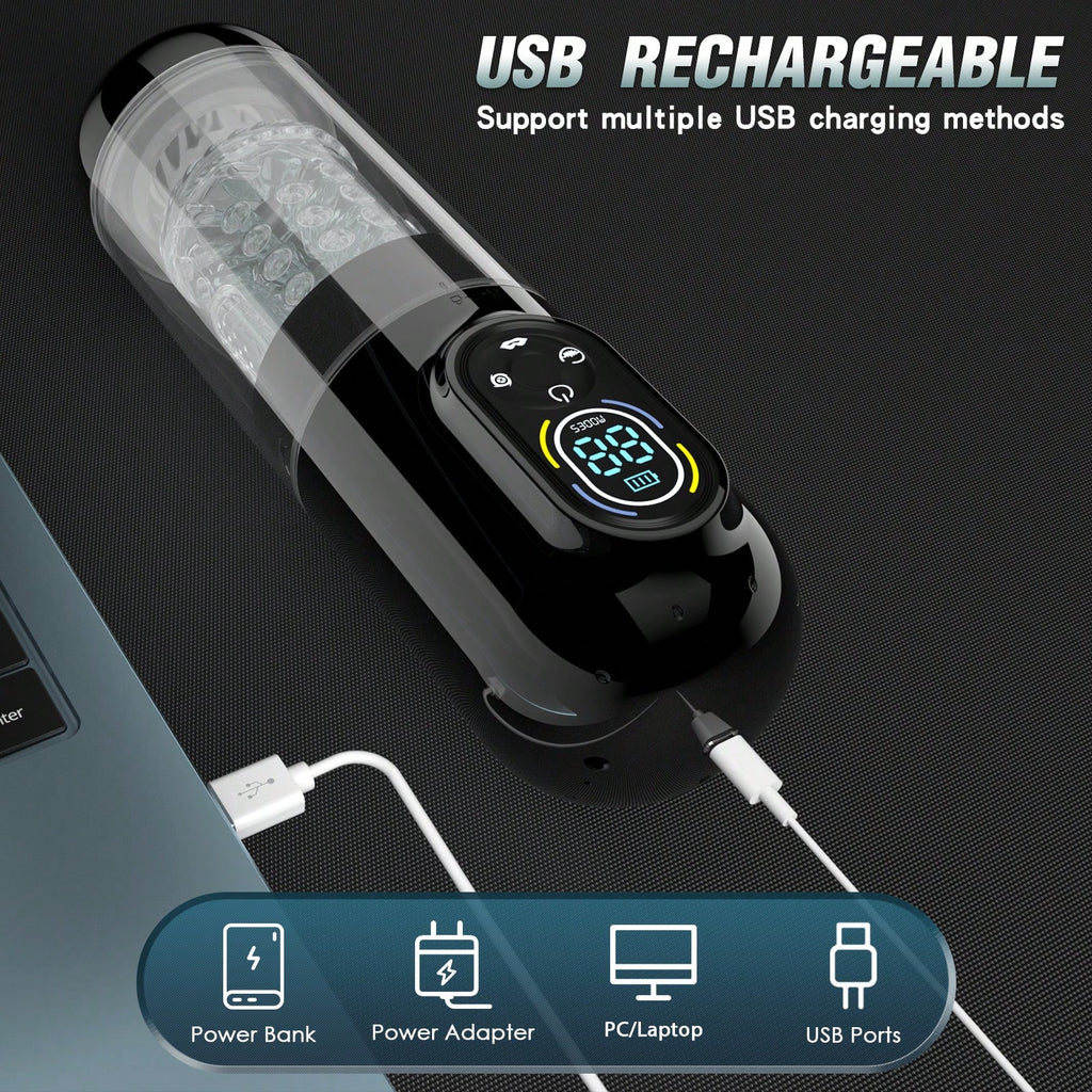 LETEN Black Mamba 7-in-1 — Male Hydro Pump Masturbator with Suction, Vibration, and Heating