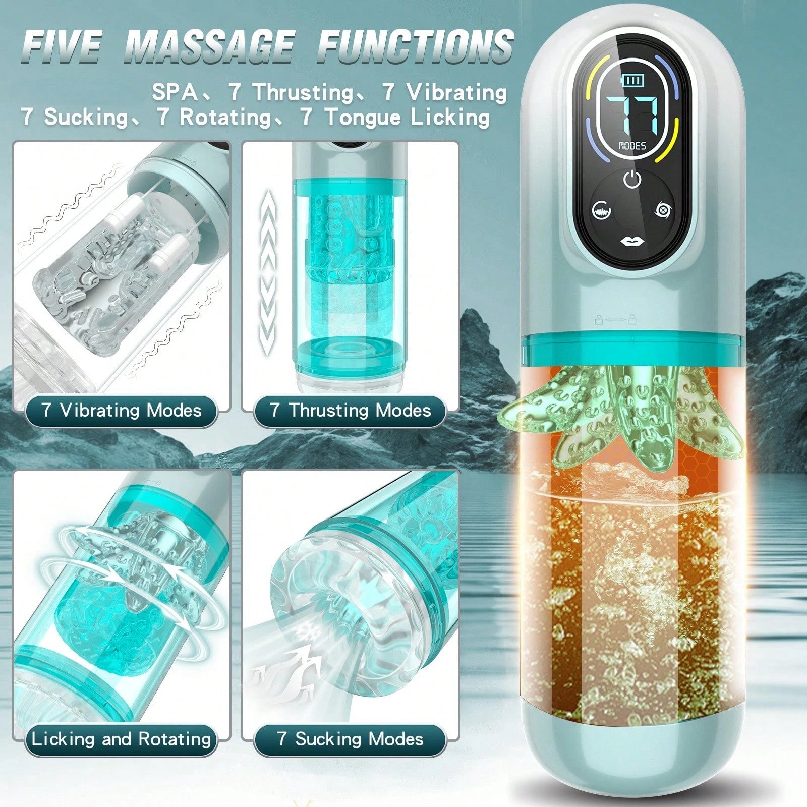 LETEN Black Mamba 7-in-1 — Male Hydro Pump Masturbator with Suction, Vibration, and Heating