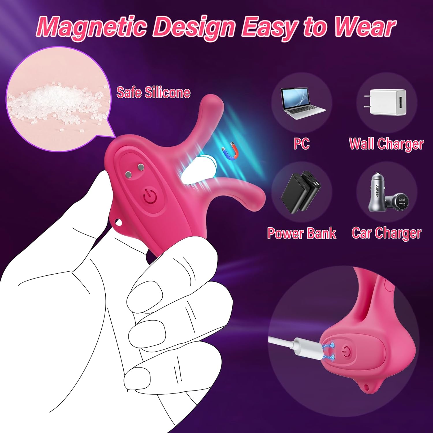 LETEN Rabbit Nipple Clamps — 2-in-1 Silicone Nipple Stimulator with 9-Mode Vibration