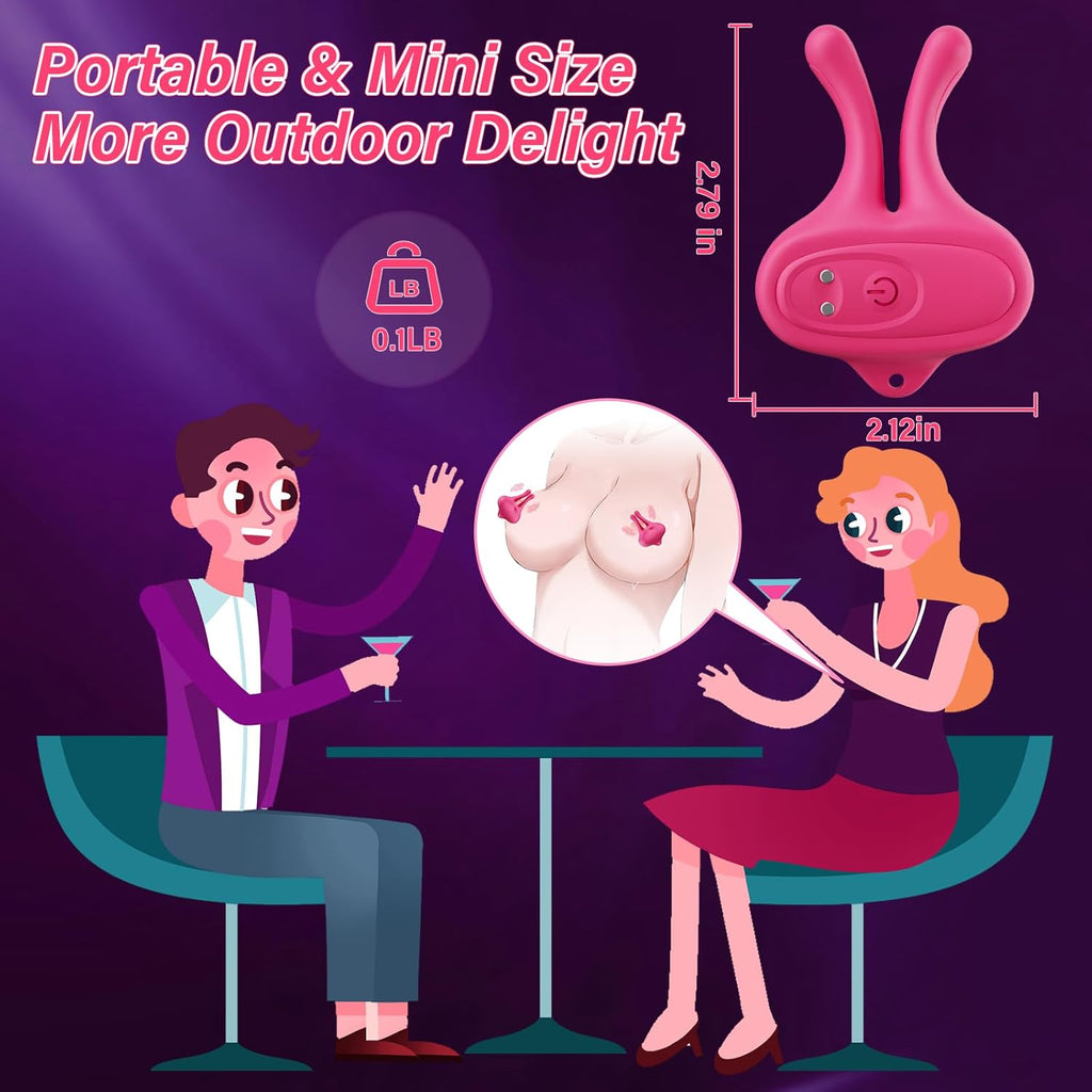 LETEN Rabbit Nipple Clamps — 2-in-1 Silicone Nipple Stimulator with 9-Mode Vibration