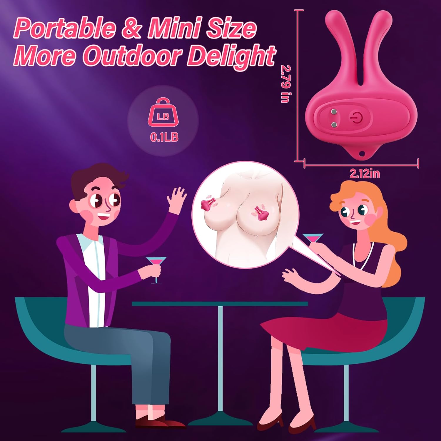 LETEN Rabbit Nipple Clamps — 2-in-1 Silicone Nipple Stimulator with 9-Mode Vibration