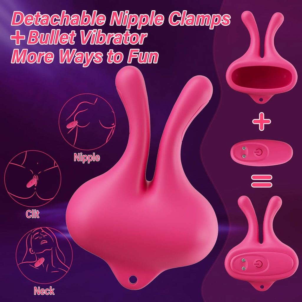LETEN Rabbit Nipple Clamps — 2-in-1 Silicone Nipple Stimulator with 9-Mode Vibration
