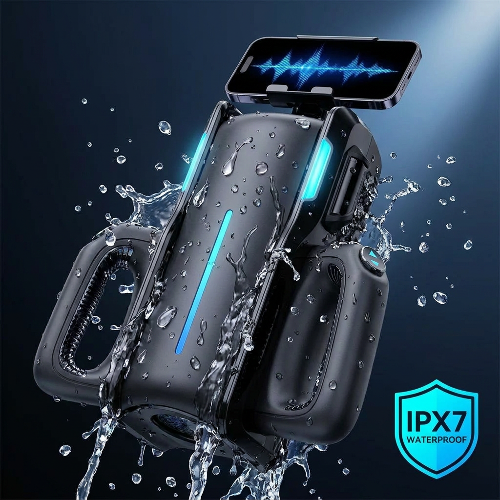 IPX7 waterproof rated chassis with water splash photography